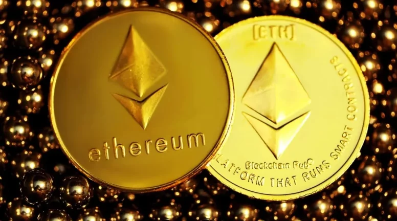 2 gold physical Ethereum coins